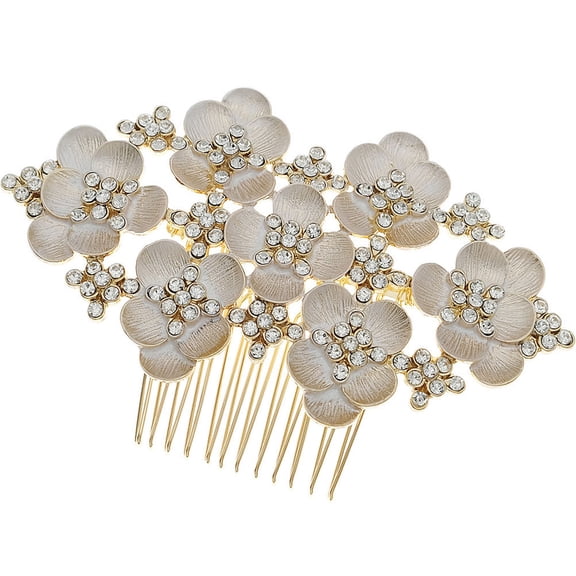 WRISTBIQUE 1Set Bridal Hair Piece Golden Metal Floral Hair Decoration for Bride Prom Evening Event