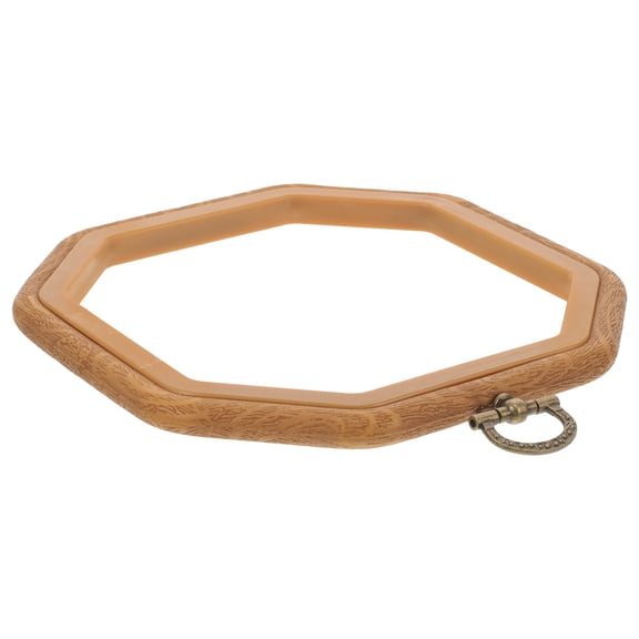 WRISTBIQUE Brown Octagonal Embroidery Display Frame with PP Plastic, Ideal for Intermediate Crafters, 1 Pack