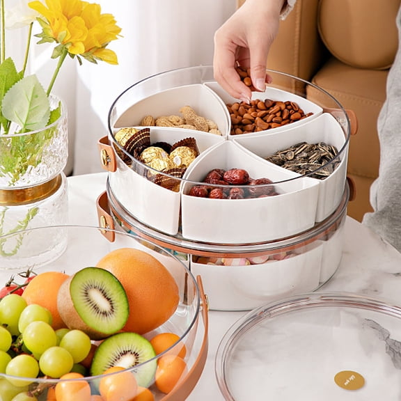 WRISTBIQUE White Multi-Compartment Tray for Fruits, Dried Fruits, and Home Serving Platter