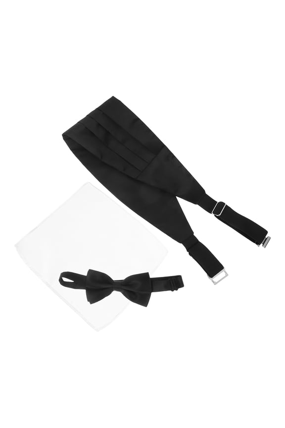 1Set Soft Comfortable Formal Cummerbund Bow Tie and Pocket for Special Occasions