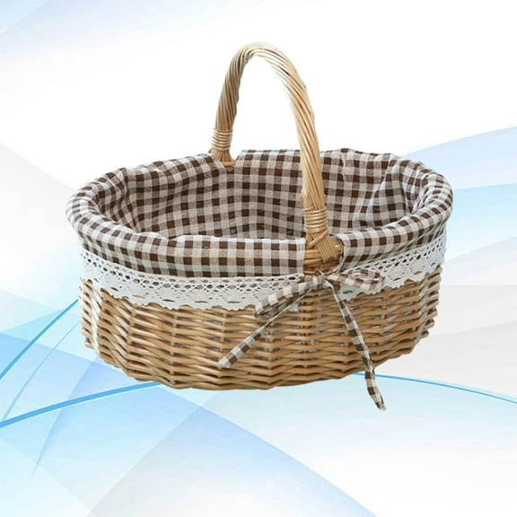 WRISTBIQUE 1Set Hand Woven Basket Picnic Bag Wicker Material Modern Minimalist Design For Food Serving And Storage