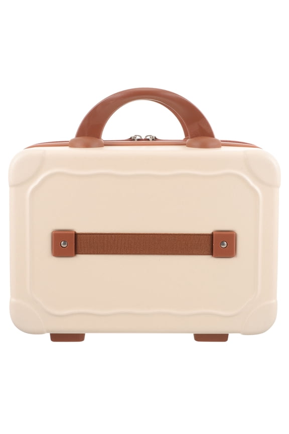 1Set Beige ABS Makeup Suitcase for Women Travel Storage