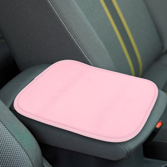 WRISTBIQUE Car Armrest Cushion Pink Flannelette Polyester Console Pad for Car Use
