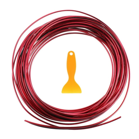 WRISTBIQUE 1Set Red PVC Car Trim Interior Strips Door Edge Filler Moulding Line Decor Accessory 393x0.2x0.08In