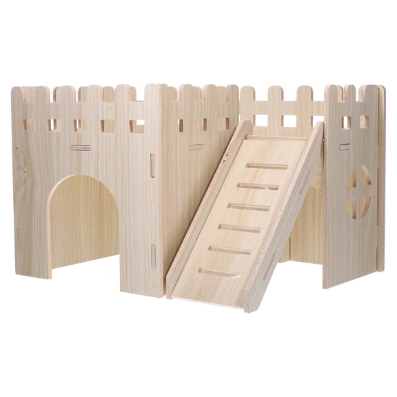 WRISTBIQUE Multichamber Hamster Hideout Wooden Hamster House Beige 1 Set