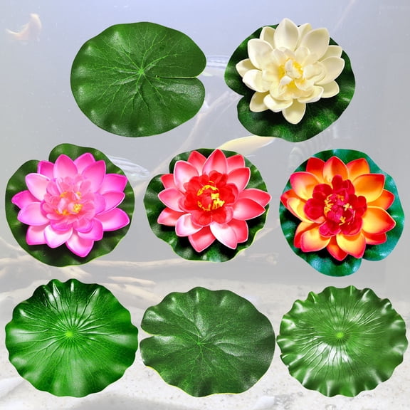 WRISTBIQUE 1Set Water Lily Lotus Pads Artificial Floating Lotus Decoration for Garden Pond Home