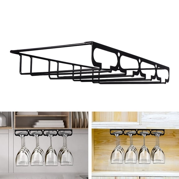 WRISTBIQUE Wine Glass Holder Rack, Iron Wire Bar Glass Hanging Storage Organizer, 15.75x9.06x1.97 Inches, Wine Cup Rack