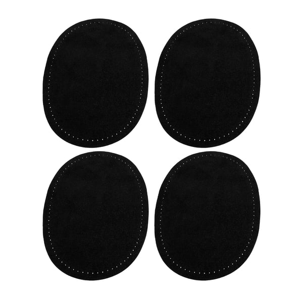 WRISTBIQUE 2Pair Oval Black Elbow and Knee Patches for Jackets and Pants Sewing Repair