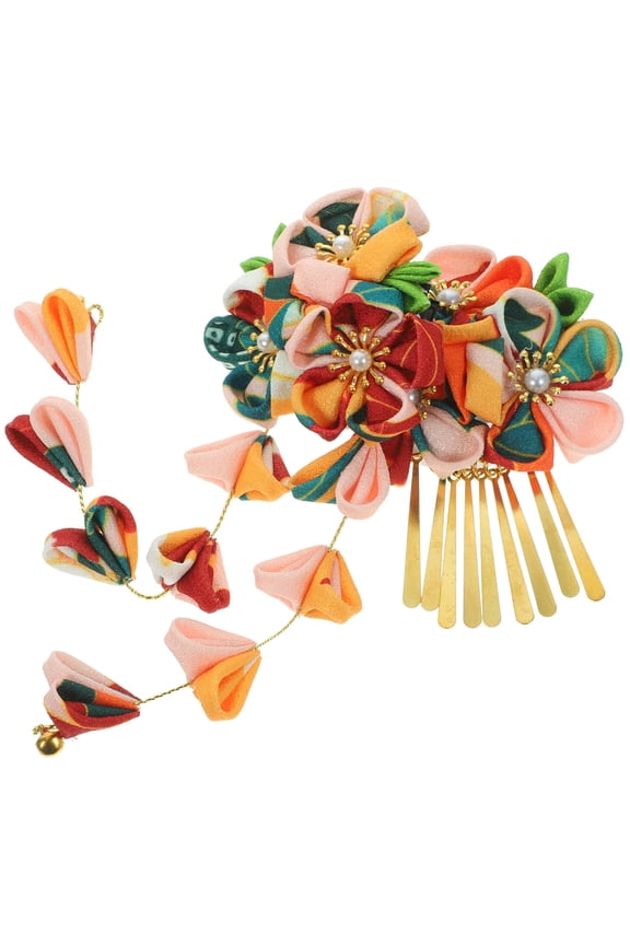 Set of 2 Kawaii Hair Accessories in Yellow Fabric, Japanese Style for Girls' Everyday Wear