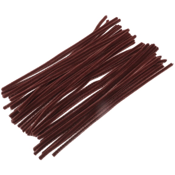 WRISTBIQUE 200Pcs Plush Craft Pipe Cleaners Twisted Sticks for Kids and Projects in Coffee Color