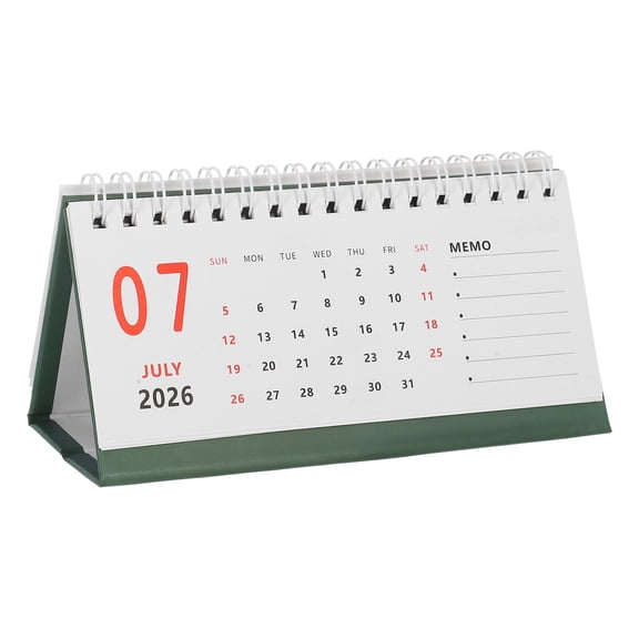 WRISTBIQUE 2026 Compact Standing Desk Calendar in Green, Perfect for Office Planning and Daily Schedule Organization