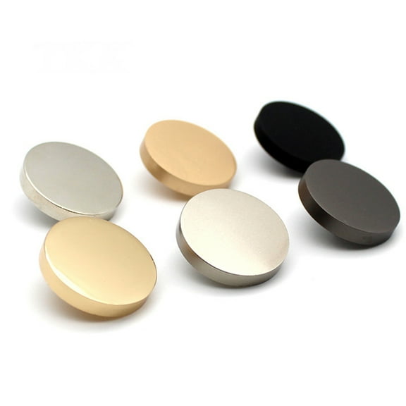 WRISTBIQUE 20Pcs Black Flat Round Sewing Buttons for Coat and Costume in Zinc Alloy