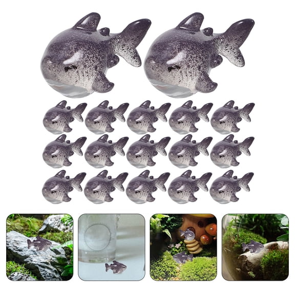 WRISTBIQUE 20Pcs Mini Shark Toys Bulk Resin Shark Figurines Grey Miniature Design Animal Figurines