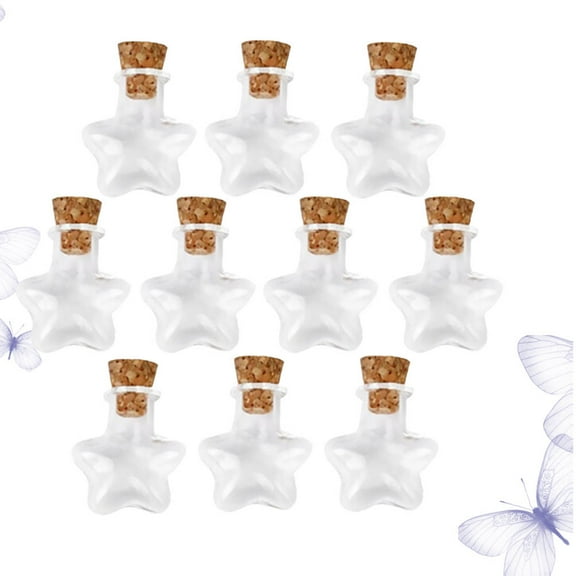 WRISTBIQUE 20Pcs Glass Wish Jar Star Shaped Transparent Bottle with Cork for Home Decoration