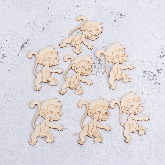 WRISTBIQUE 20pcs Monkey Shape Cutout Unfinished Wood for DIY Enthusiasts Khaki Decoration