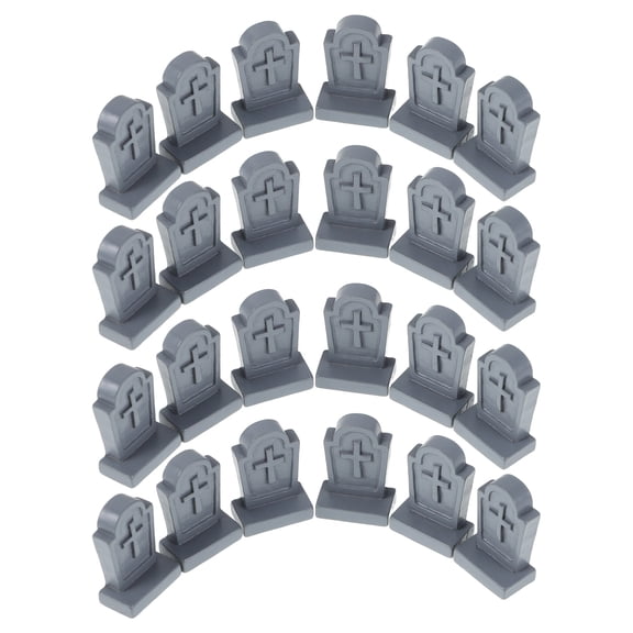 WRISTBIQUE 24-Piece Grey Miniature Tombstones Plastic Accessories Set for Dollhouse Decoration