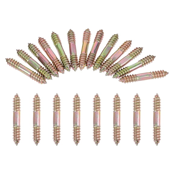WRISTBIQUE 25Pcs Furniture Hardware Double Threaded Screws Golden Self Tapping Screw for Wood
