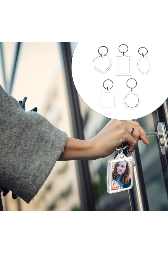25pcs Transparent Photo Insert Keychains Plastic Oblong Lace Insert Photo for Travelers Valentines Day Gifts