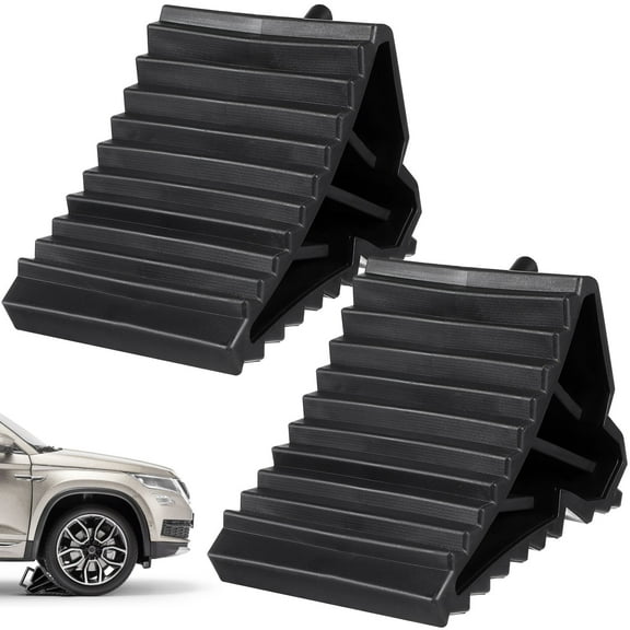 WRISTBIQUE 2Pcs Black Plastic Wheel Blocks Anti Slip Tool for Car Parking