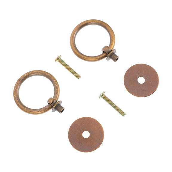 WRISTBIQUE 2Pcs Drawer Handles Brass Cabinet Ring Handles Golden for Bookcases 2.12X1.57X1.18in