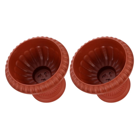 WRISTBIQUE 2Pcs Durable Coffee Roman Column Planter Pot for Vintage Wedding and Outdoor Home Decoration