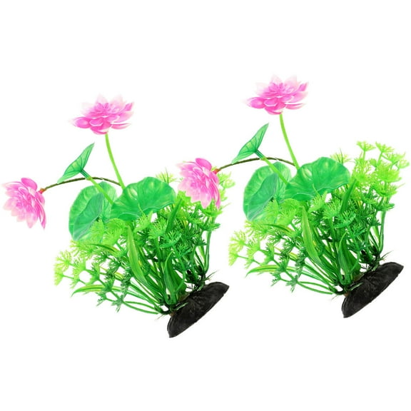 WRISTBIQUE 2Pcs Green Plastic Betta Fish Tank Plant for Aquarium and Reptile Cage