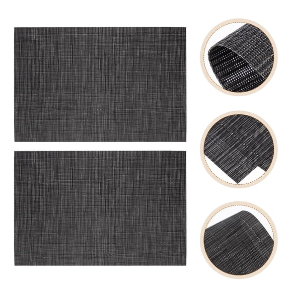 WRISTBIQUE 2-Pack Black PVC Placemats Table Protectors for Home Dining and Kitchen Use