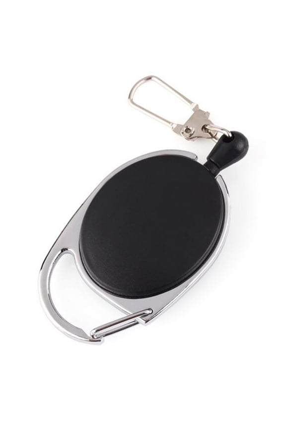2Pcs High Elasticity Retractable Key Holders for Keys with Steel Cable Black