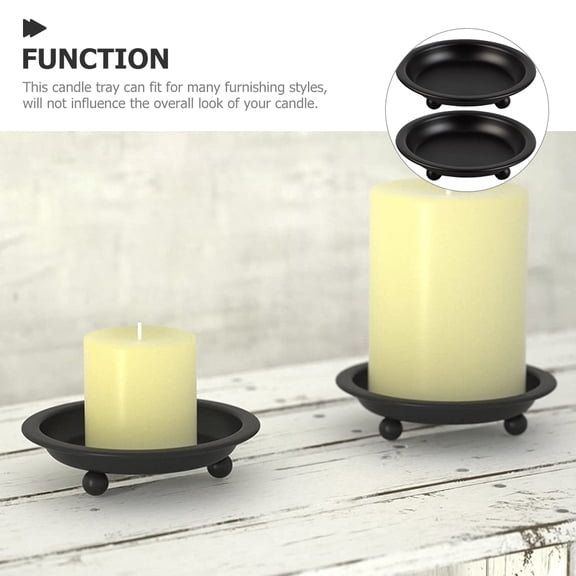 WRISTBIQUE Set of 2 Black Metal Round Candle Holders, Elegant Table Centerpiece Decor for Weddings, Birthdays, Home