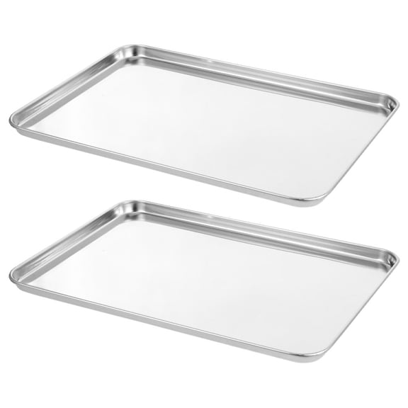 WRISTBIQUE Set of 2 Large Stainless Steel Rectangle Trays for Cold Noodle Preparation in Catering Services