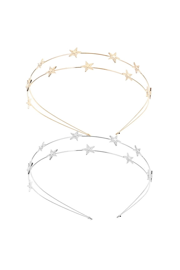 2Pcs Metal Hair Bands Star Shape Headbands For Women Graduation And Prom