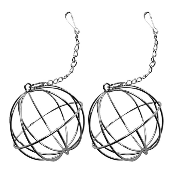 WRISTBIQUE Hay Dispenser for Rabbits Rabbit Hay Feeder Balls Silver Stainless Steel 2Pcs