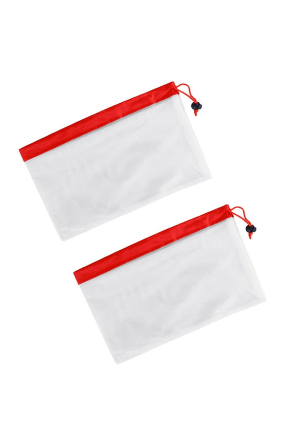 2Pcs Red Mesh Pouch for Fruit and Vegetable Storage 8Inch Reusable and Washable