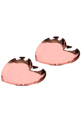 2Pcs Polished Stainless Steel Heart Shape Trinket Tray for Jewelry Storage