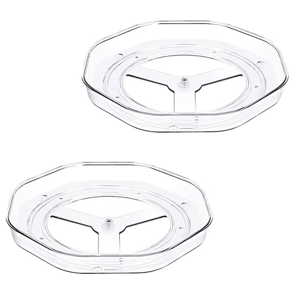 WRISTBIQUE 2-Pack Rotating Kitchen Storage Organizer Rack, Clear Plastic Spice Jar Holder for Countertop and Pantry