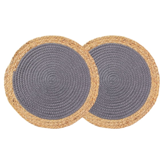 WRISTBIQUE Set of 2 Round Straw Woven Table Mats for Dining and Home Decor