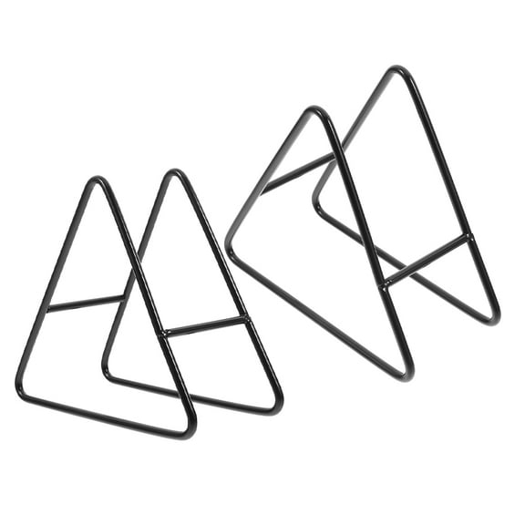 WRISTBIQUE 2Pcs Triangle Iron Coaster Holder Black Coaster Organizer Rack for Daily Use and Display
