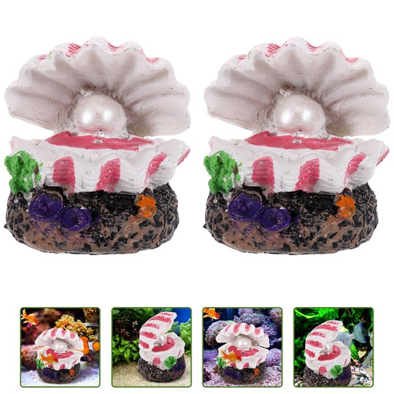 WRISTBIQUE 2Pcs White Decorative Resin Shells for Fish Tank Landscape and Aquarium Accessory