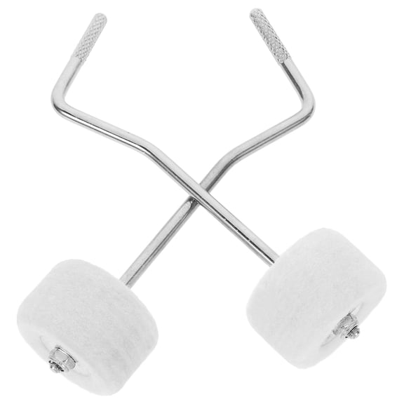 WRISTBIQUE 2-Pack White Felt Drum Pedal Beaters for Drum Kits, Replacement Mallets for Percussion Instruments, and