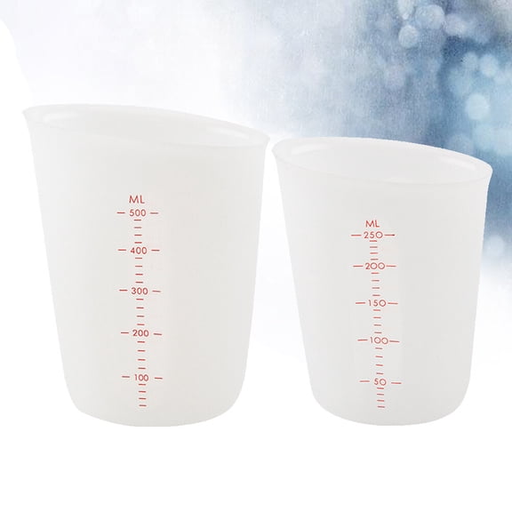 WRISTBIQUE 2Pcs White Silicone Beaker Measuring Cup for Precise Baking Measurements