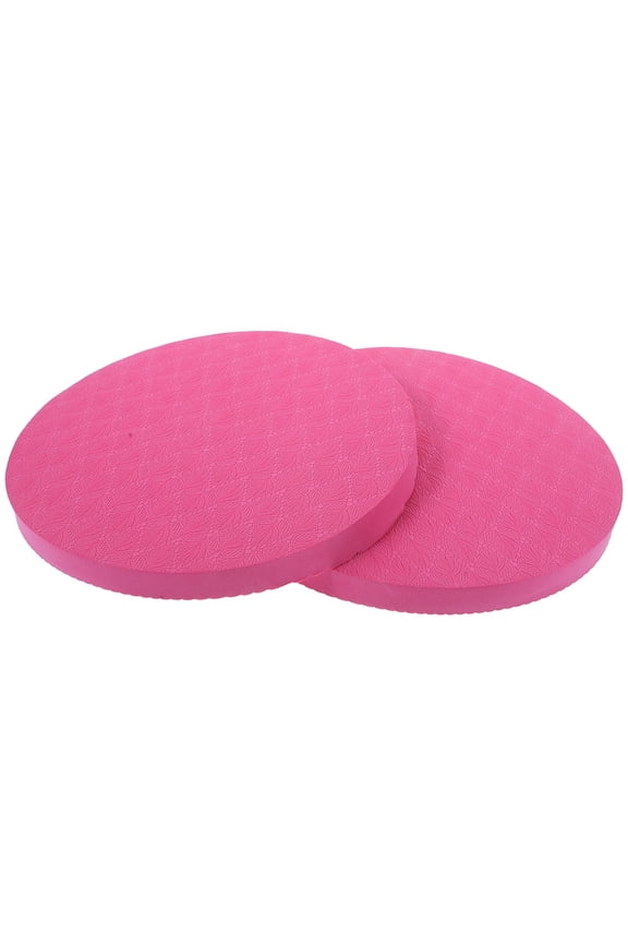 2Pcs Yoga Pad Pink Round TPE for Exercise Gear Heat-resistant 6.9x6.9x0.6in