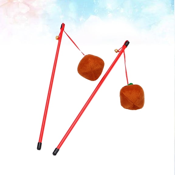 WRISTBIQUE 2pcs Cat Toys Interactive Red Wood Wand for Pet Owners Entertainment 15.4*2.8*2.8in