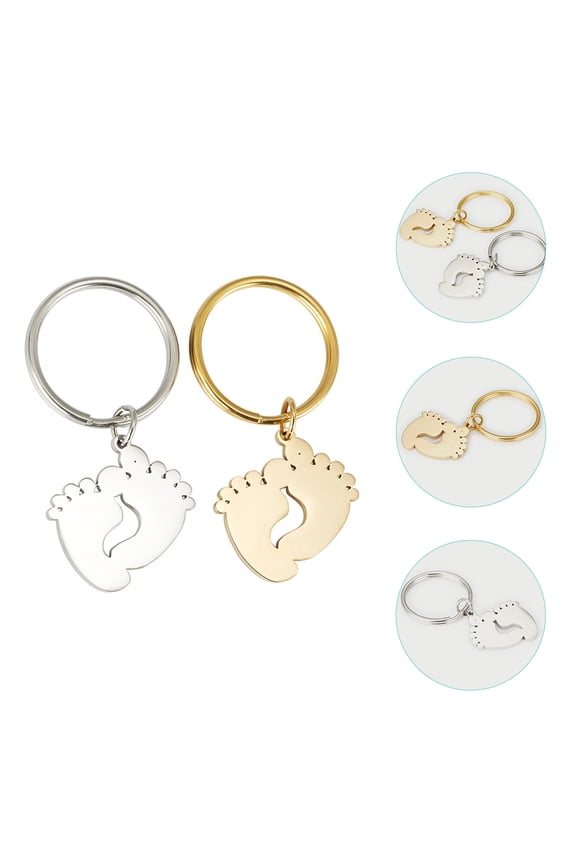 Assorted Color Footprint Keychain Creativity Commemorative 2Pcs
