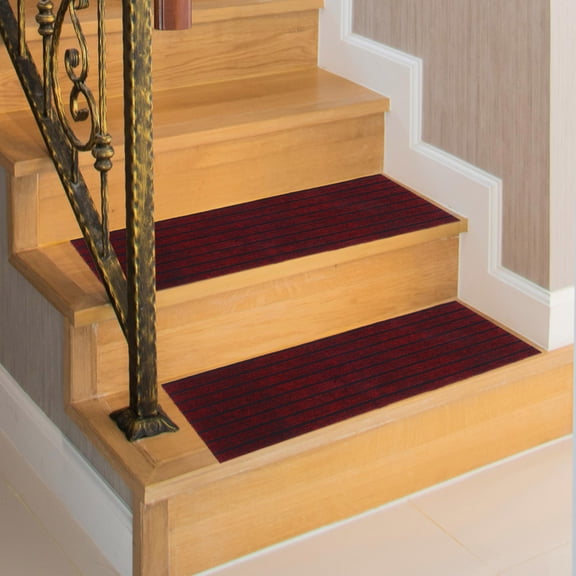WRISTBIQUE 2-Pack Red Anti- Polyester Stair Runners for Indoor Staircase Safety and Floor