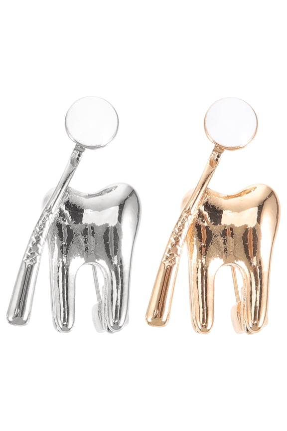 2pcs Tooth Lapel Pin Clothes Backpack Brooches Metal Lapel Pin Suit Brooches for Nurse