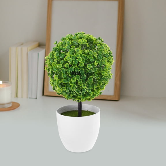 WRISTBIQUE 2-Pack Artificial Topiary Trees Decorative Plastic Sphere Plants for Home, Office, School Relaxation