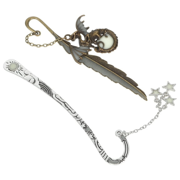 WRISTBIQUE 2-Pack Colorful Dragon and Star Shaped Bookmarks, Multi-Color, 4.5 x 1.4 x 0.4 in, Perfect for Home and Office Use