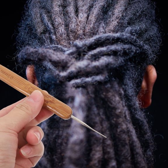 WRISTBIQUE 3 Pcs Loc Crochet Needle Set, Light Brown Dreadlock Interlocking Tools for Hair Braiding and Dread Maintenance