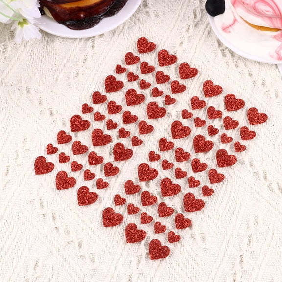 WRISTBIQUE 3 Sheets Heart Shape Stickers Red PVC for Valentine's Day Celebrations