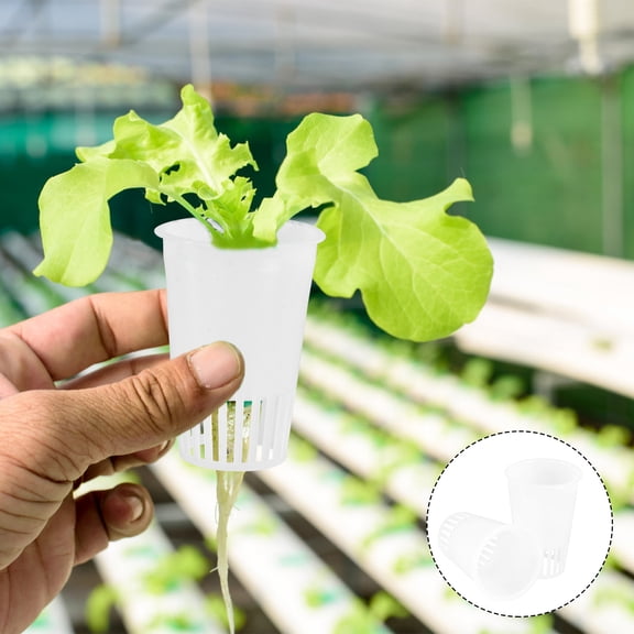 WRISTBIQUE 30Pcs White Hydroponic Planting Baskets For Nursery Pots And Starting Pots 2.4x1.8in